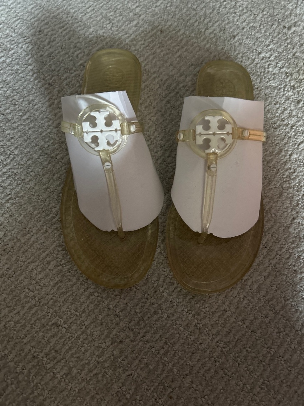 Tory Burch Mini Miller white Jelly Flip Flop Sandals Size 9
